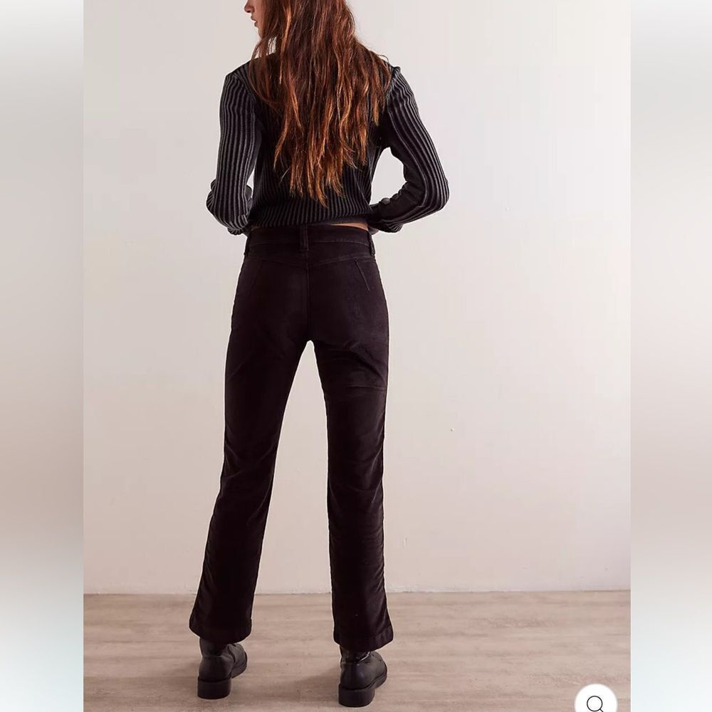 NWOT Free People Corduroy Velvet Flare High Rise Cropped Pants - Picture 3 of 10